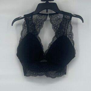 International intimates black lacy bralette romantic lingerie
